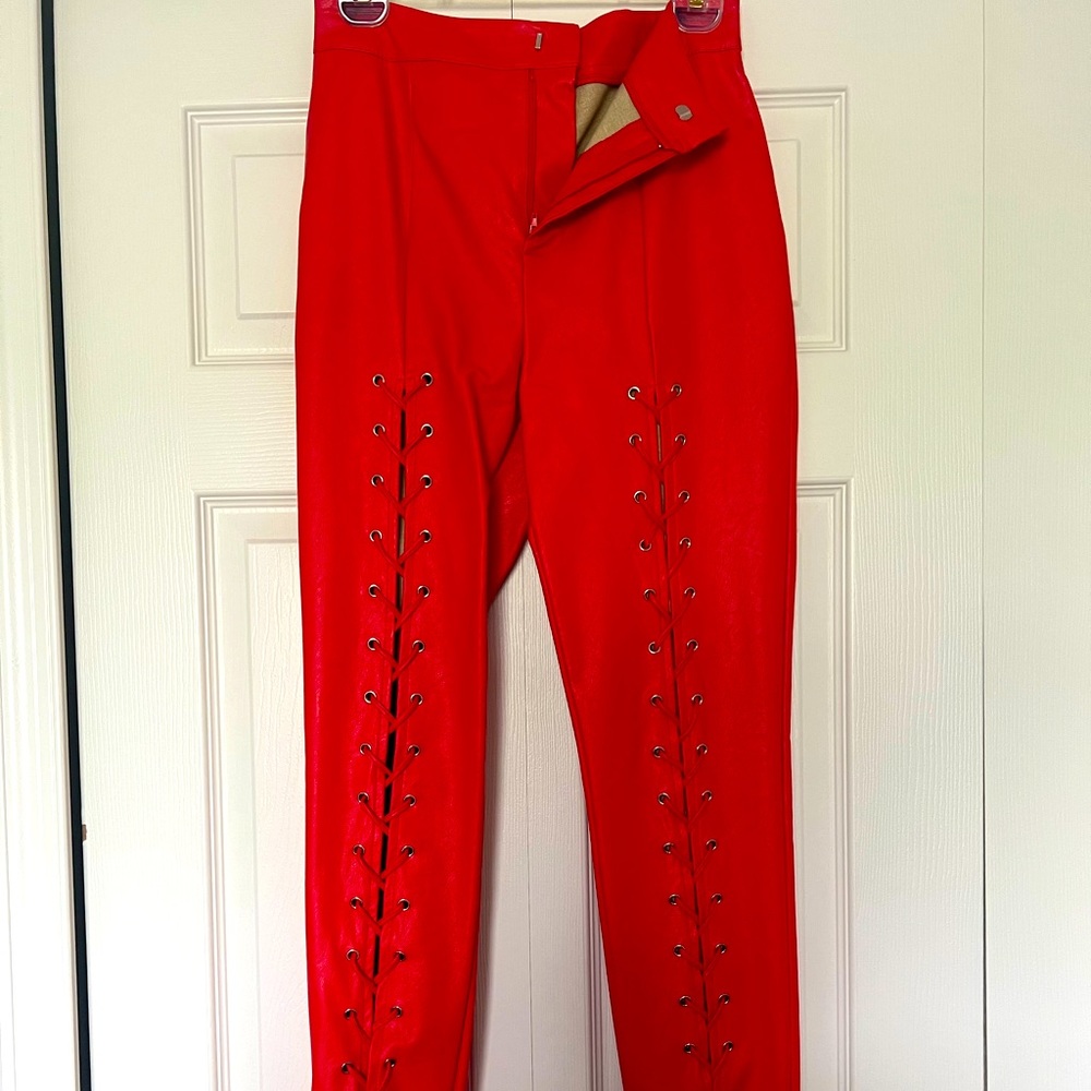 Missguided Red Leather Pants